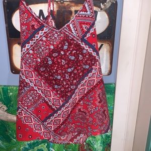 red blue and white boho Holister tank top size M